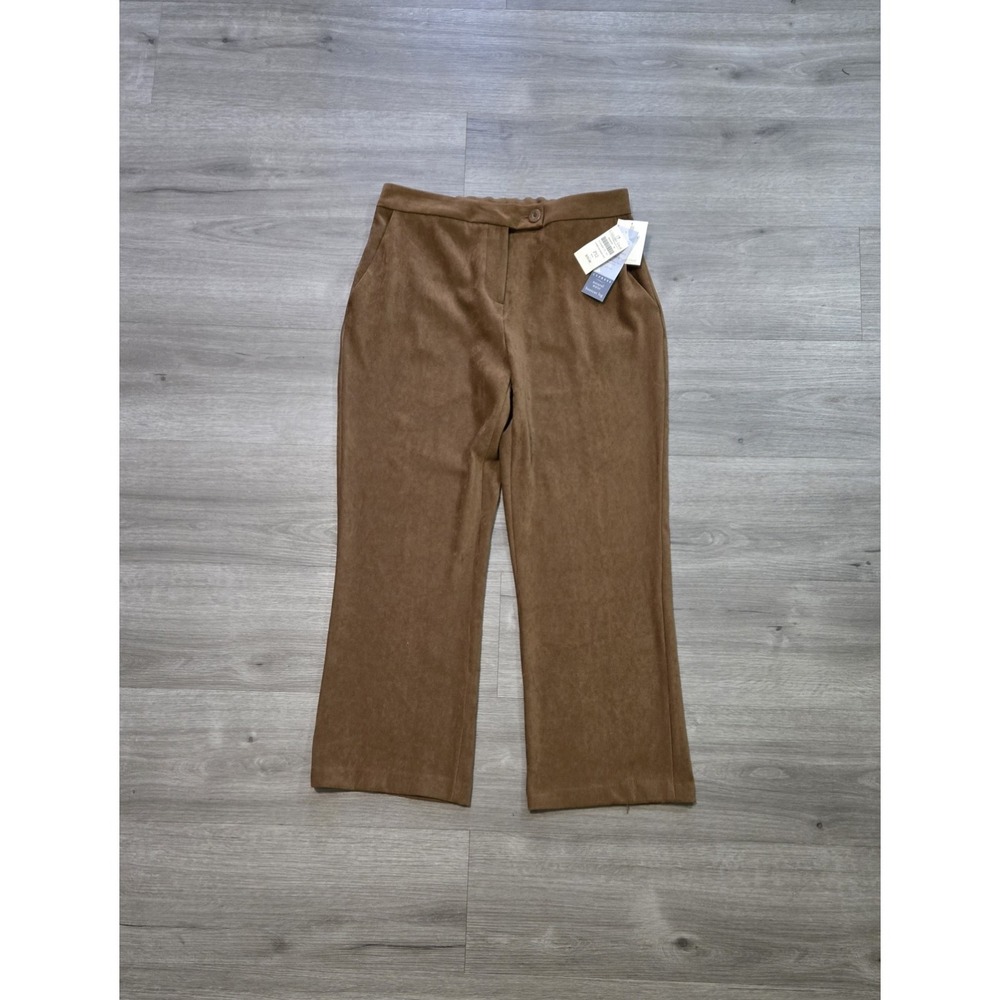 Coldwater Creek Pants Womens 12P Brown Moleskin Modern Fit Bootcut Stretch NWT
